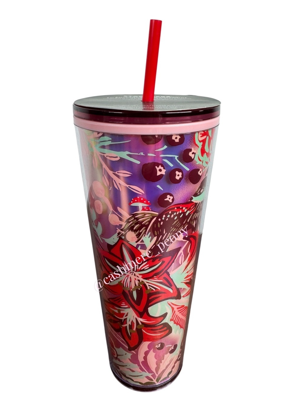NEW Starbucks 2022 Christmas Holiday Enchanted Forest Tumbler with Straw 24 Oz